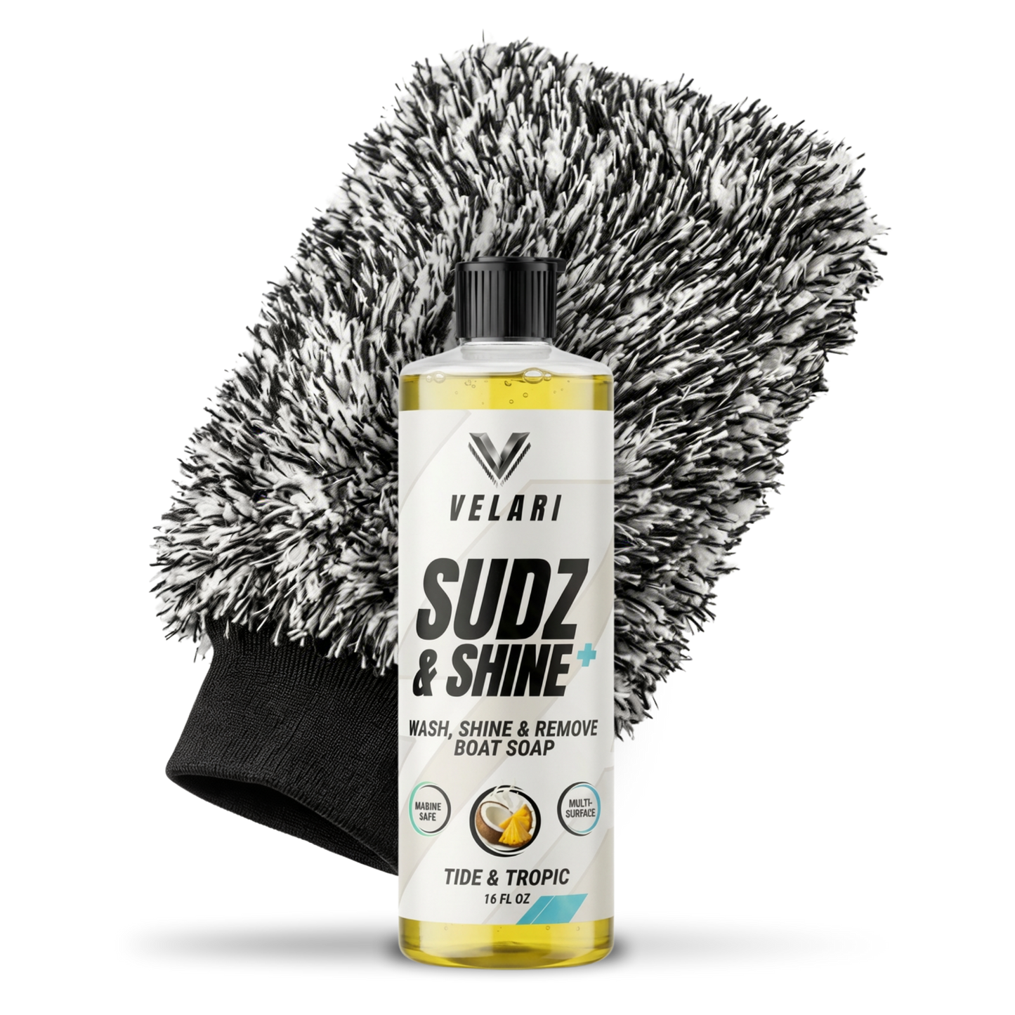 velari microfiber wash mitt premium boat cleaning mitt gray black