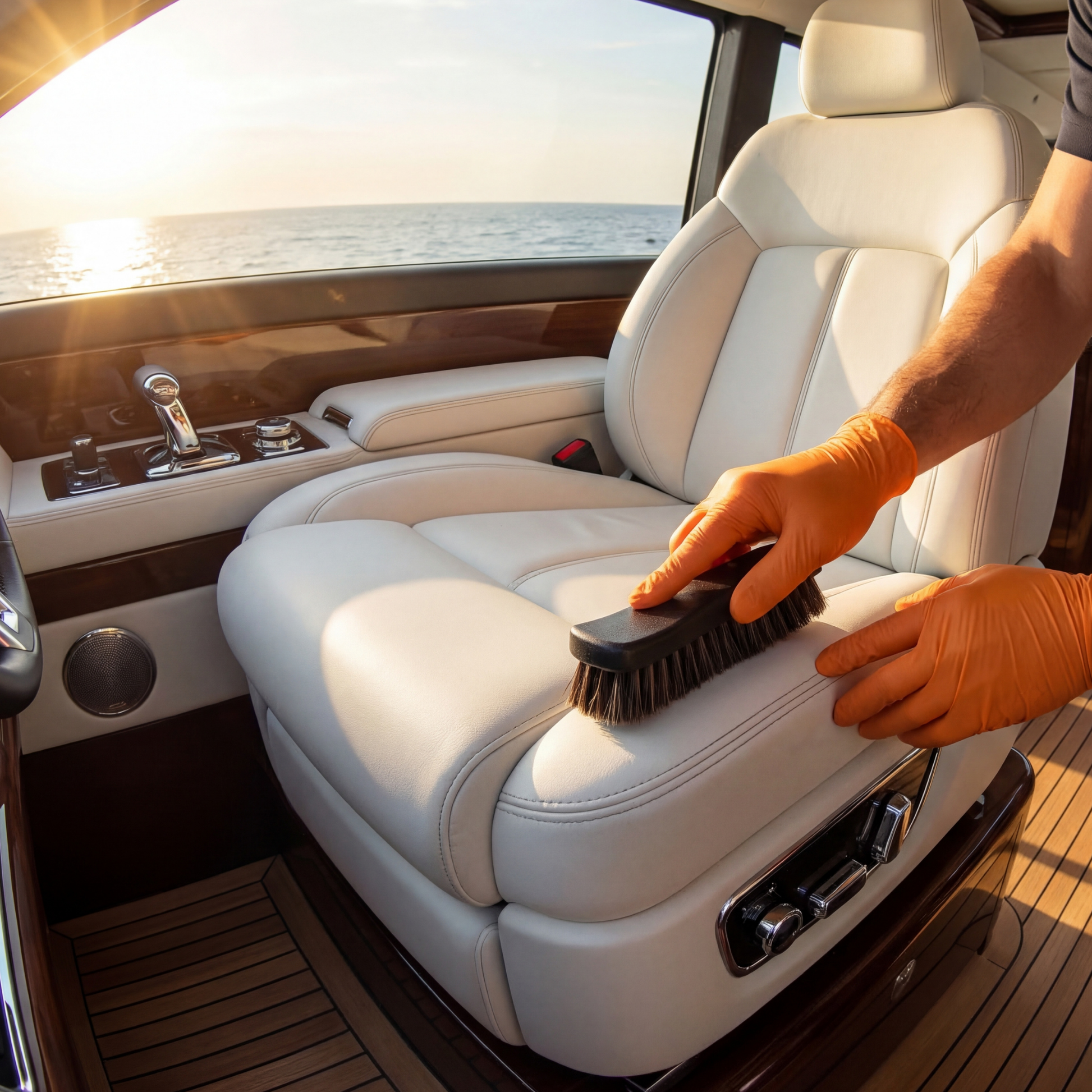 soft bristle boat cleaning brush scrubbing marine vinyl seat