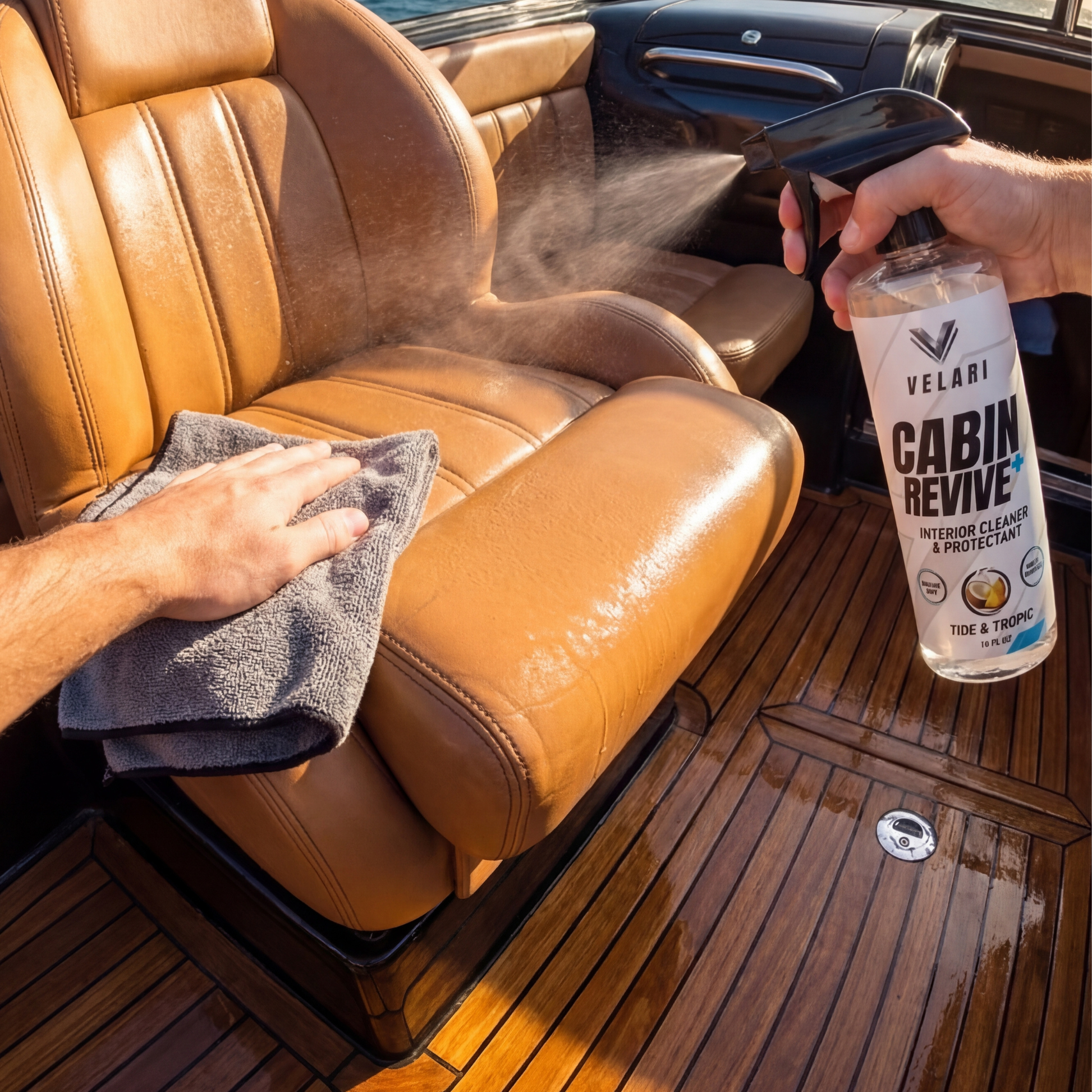 velari cabin revive interior cleaner wiping boat vinyl seating