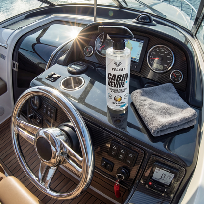 velari interior cleaner used on boat steering console and controls