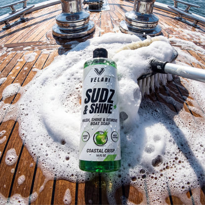velari boat soap sudz and shine foam cleaning teak deck surface