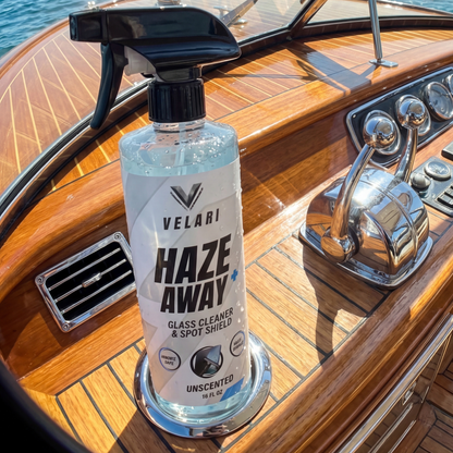 velari haze away glass cleaner used on boat dashboard windshield area