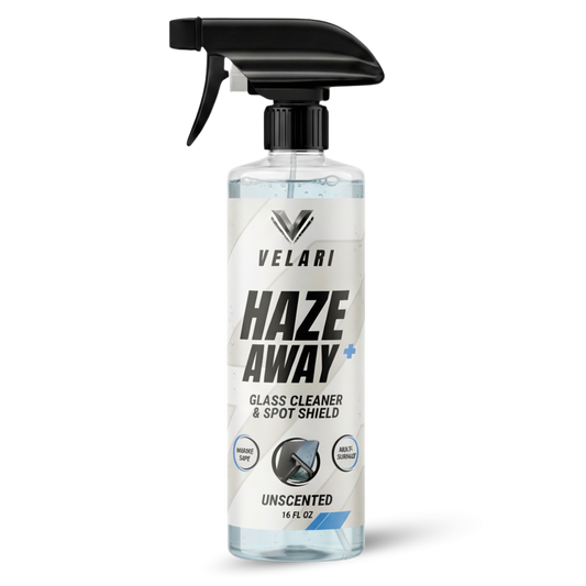 velari haze away marine glass cleaner bottle on white background