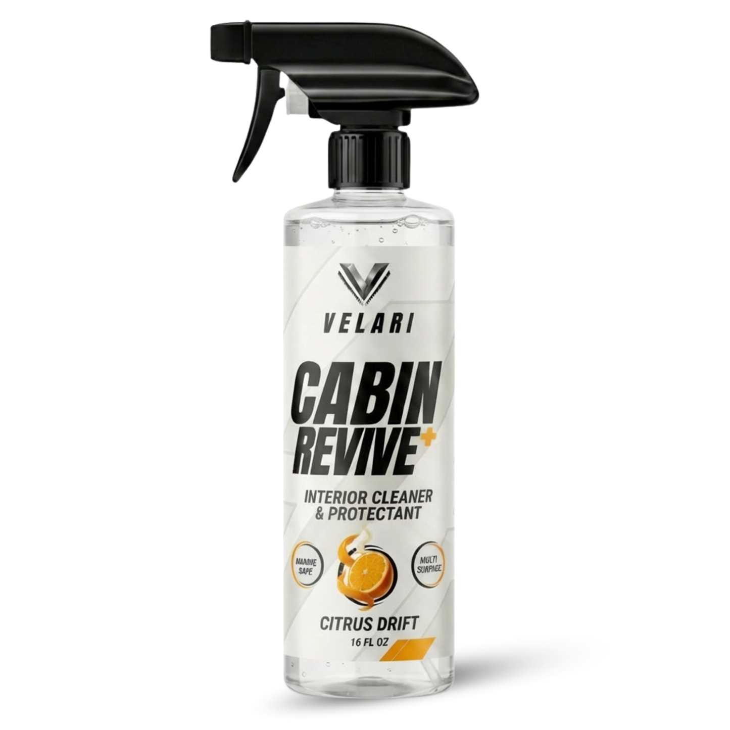 velari cabin revive interior cleaner tide and tropic scent bottle